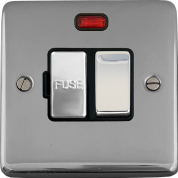 polished chrome switched fused spur with neon (black insert/chrome switch) front fc20825