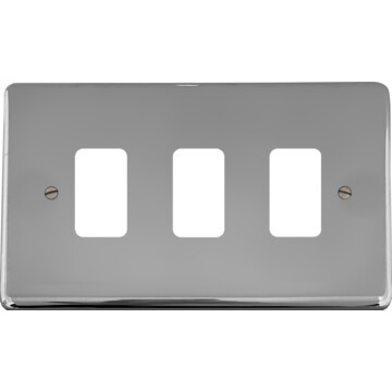 polished chrome grid plate (3 gang) front fc20825