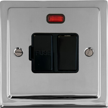 polished chrome switched fused spur with neon (black switch) front fc20825