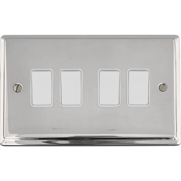 deco polished chrome light switch (4 gang/white switches) front fc20825