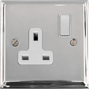 deco polished chrome single socket (white insert/chrome switch) front fc20825