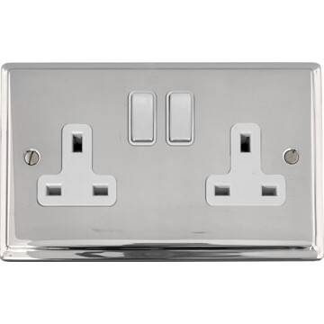 deco polished chrome double socket (white insert/chrome switches) front fc20825