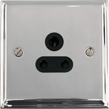 deco polished chrome 5a 3 pin socket (black insert) front fc20825