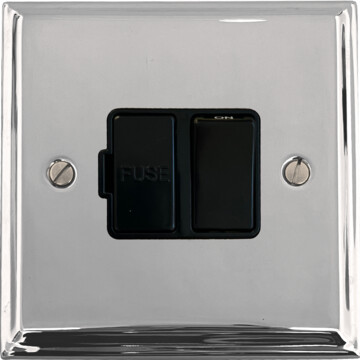 deco polished chrome switched fused spur (black switch) front fc20825