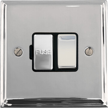 deco polished chrome switched fused spur (black insert/chrome switch) front fc20825