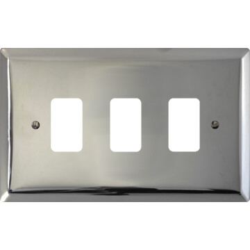 spectrum polished chrome grid plate (3 gang) front fc20825