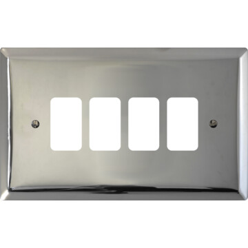 spectrum polished chrome grid plate (4 gang) front fc20825
