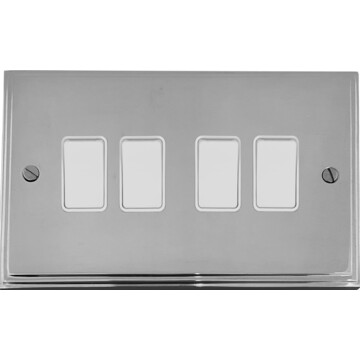 victorian polished chrome light switch (4 gang/white switch) front fc20825