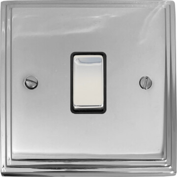 victorian polished chrome light switch (1 gang/black insert/chrome switch) front fc20825