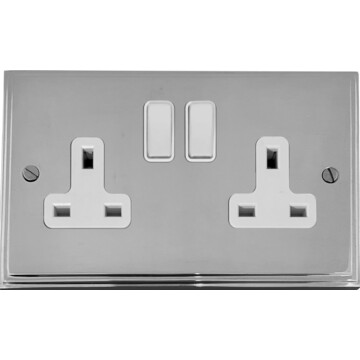 victorian polished chrome double socket (white switches) front fc20825