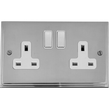 victorian polished chrome double socket (white insert/chrome switches) front fc20825