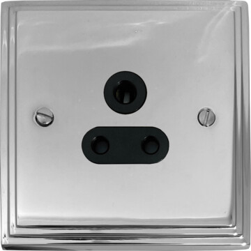 victorian polished chrome 5a 3 pin socket (black insert) front fc20825
