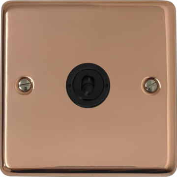 contour copper toggle switch (1 gang/matt black toggle) front fc20825