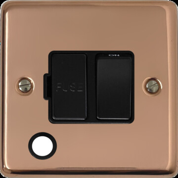 Contour Copper Switched Fused Spur with Flex Outlet (Black Switch)