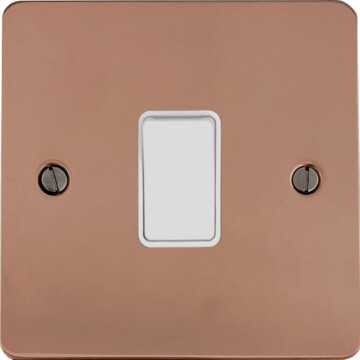 flat copper light switch (1 gang/white switch) front fc20825