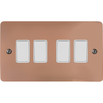flat copper light switch (4 gang/white switch) front fc20825