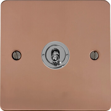flat copper toggle switch (1 gang/polished chrome toggle) front fc20825