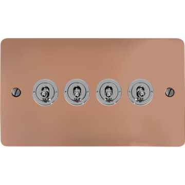 flat copper toggle switch (4 gang/polished chrome toggle) front fc20825
