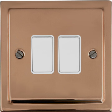 copper light switch (2 gang/white switch) front fc20825