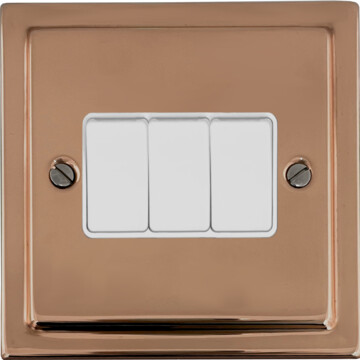 copper light switch (3 gang/white switch) front fc20825