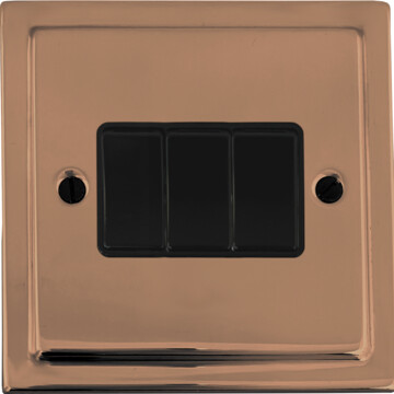 copper light switch (3 gang/black switch) front fc20825