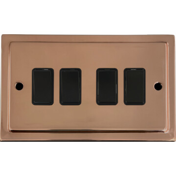 copper light switch (4 gang/black switch) front fc20825