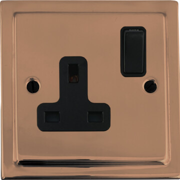 copper single socket (black switch) front fc20825