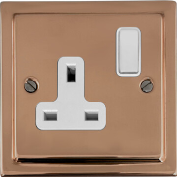 copper single socket (white switch) front fc20825
