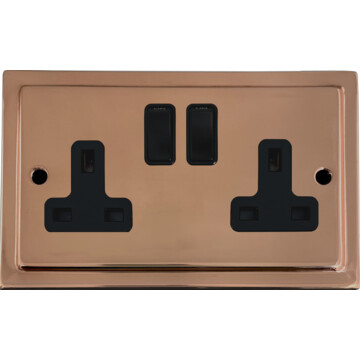 copper double socket (black switch) front fc20825