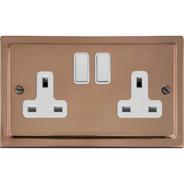 copper double socket (white switch) front fc20825