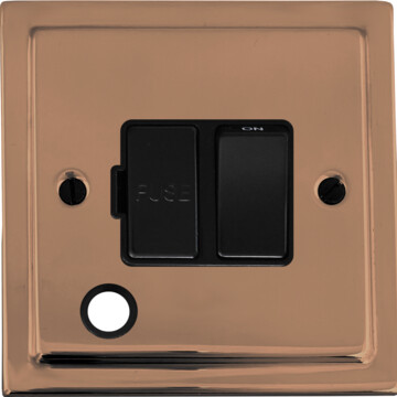 copper switched fused spur with flex outlet (black switch) front fc20825