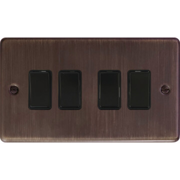 contour antique copper light switch (4 gang/black switch) front fc20825