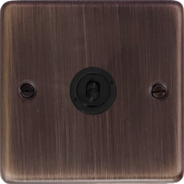 contour antique copper toggle switch (1 gang/matt black toggle) front fc20825