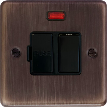 contour antique copper switched fused spur with neon (black switch) front fc20825