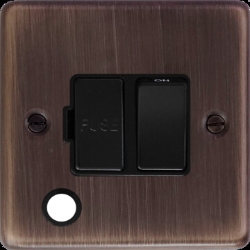 Contour Antique Copper Switched Fused Spur with Flex Outlet (Black Switch)