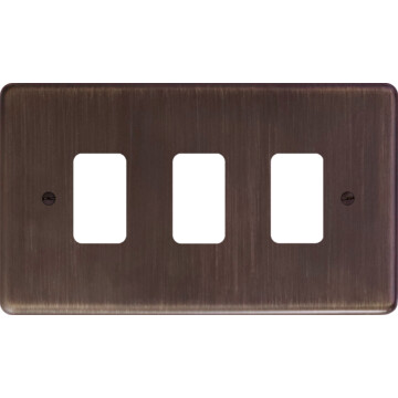 contour antique copper grid plate (3 gang) front fc20825