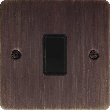 flat antique copper light switch (1 gang/black switch) front fc20825