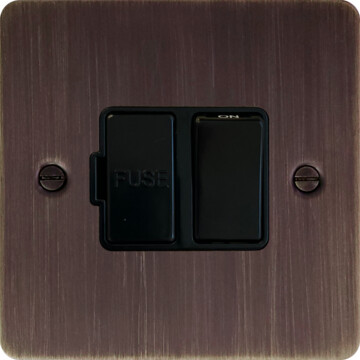 flat antique copper switched fused spur (black switch) front fc20825