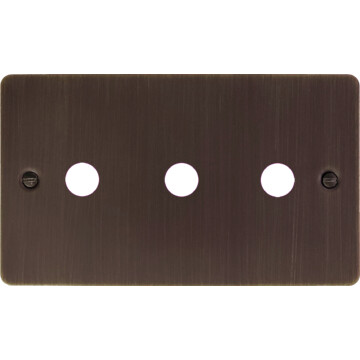 flat antique copper toggle grid plate (3 gang) front fc20825
