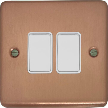 rose gold light switch (2 gang/white switch) front fc20825