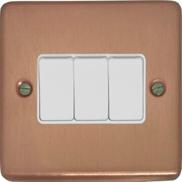 rose gold light switch (3 gang/white switch) front fc20825