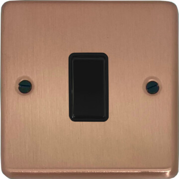 rose gold light switch (1 gang/black switch) front fc20825