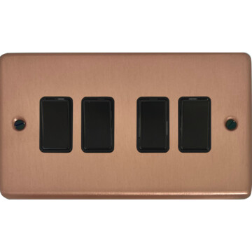 rose gold light switch (4 gang/black switch) front fc20825