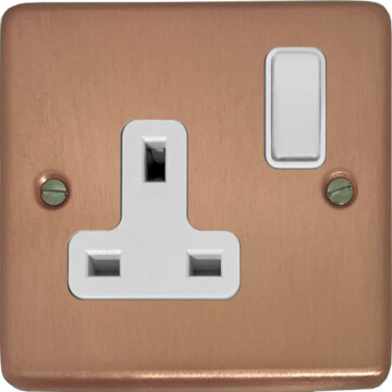 rose gold single socket (white switch) front fc20825