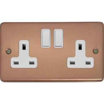 rose gold double socket (white switch) front fc20825