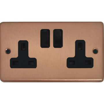 rose gold double socket (black switch) front fc20825