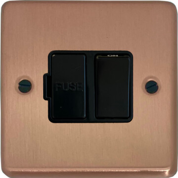 rose gold switched fused spur (black switch) front fc20825