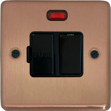 rose gold switched fused spur with neon (black switch) front fc20825