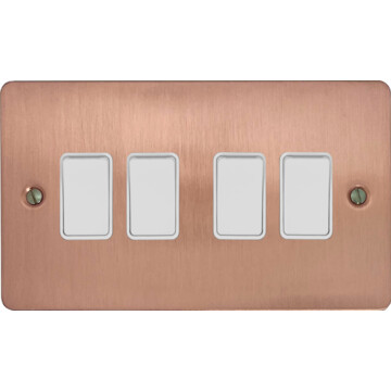 flat rose gold light switch (4 gang/white switch) front fc20825