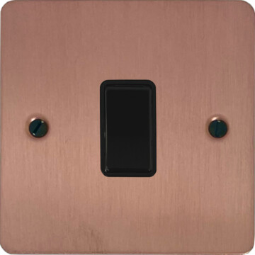 flat rose gold light switch (1 gang/black switch) front fc20825